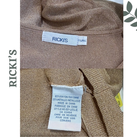 🛍️3/$40 RICKI’S Metallic Gold Lightweight Knit Sweater - Round Neckline Size XXL - Picture 5 of 5